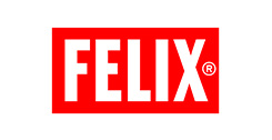 weißer Schriftzug Felix auf rotem Hintergrund