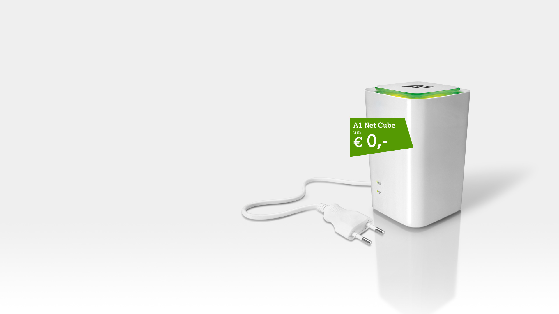 A1 Net Cube auf weißem Hintergrund